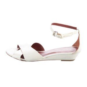 Marc Jacobs Authentic Solid White Patent Leather Low Wedge Sandals 7